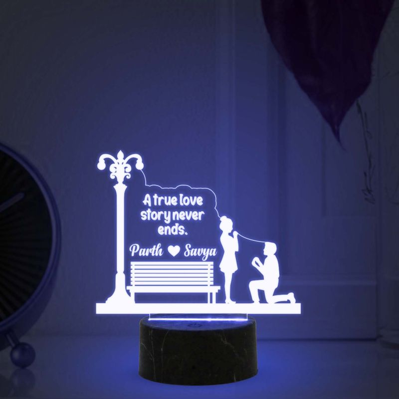 A True Love Story Never Ends Led Night Lamp with Multicolored Gift for Wife, Girlfriend, Husband, Wife